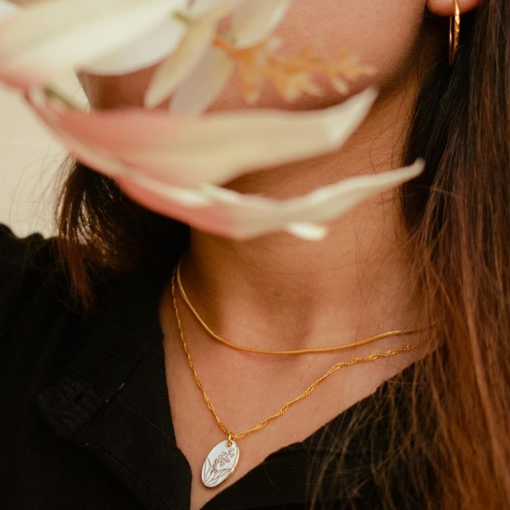 Lily Of The Valley Floral Pendant Necklace - Picture 6 of 6